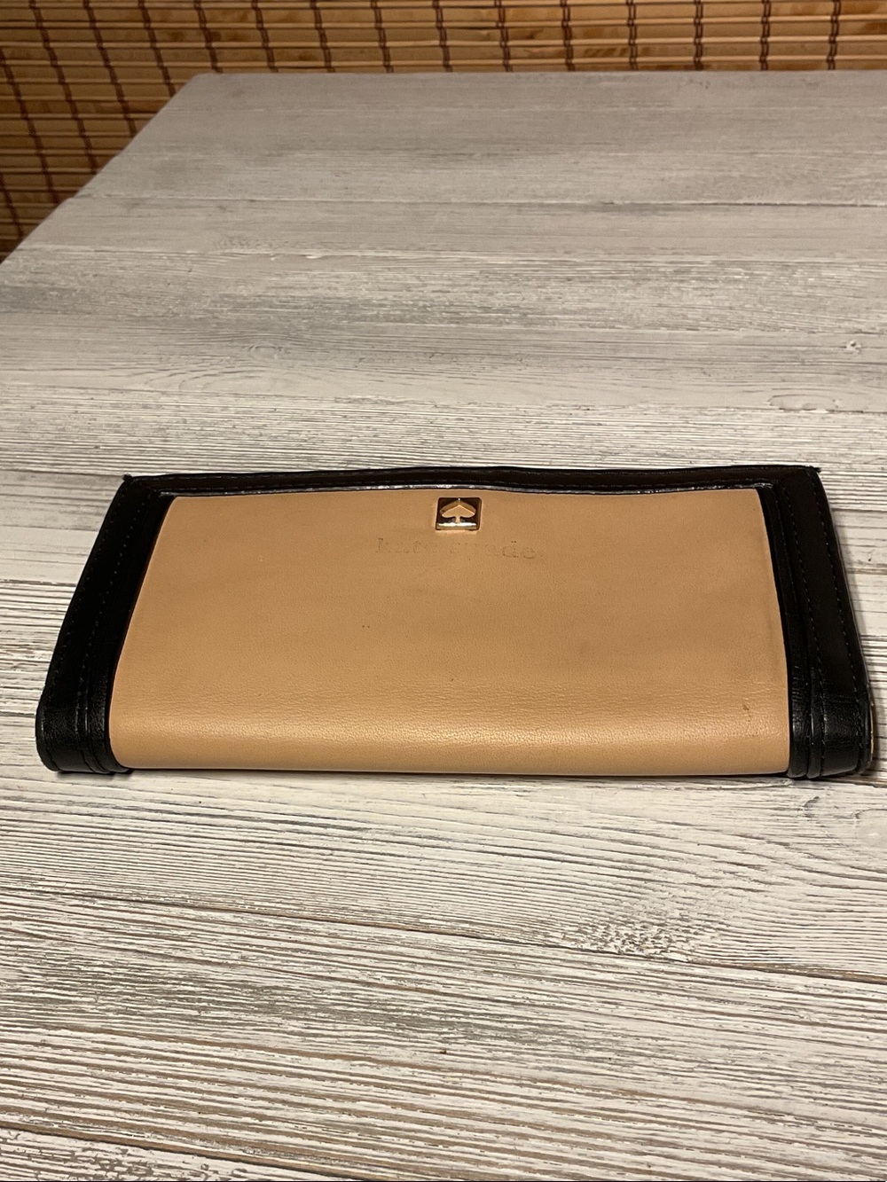 kate spade Two-Tone Tan and Black Leather Continental Wallet